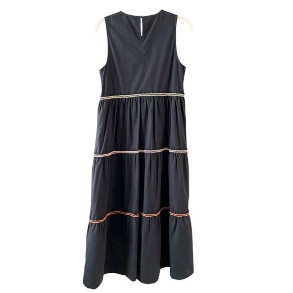 Madewell Black Rickrack Cattail Tiered Sleeveless Colorful Lace Maxi Dress XS - Picture 3 of 9